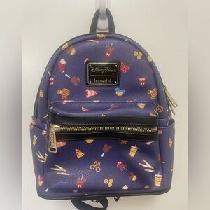 Loungefly Purple Disney Parks Snack Print Mini Backpack with Gold Hardware